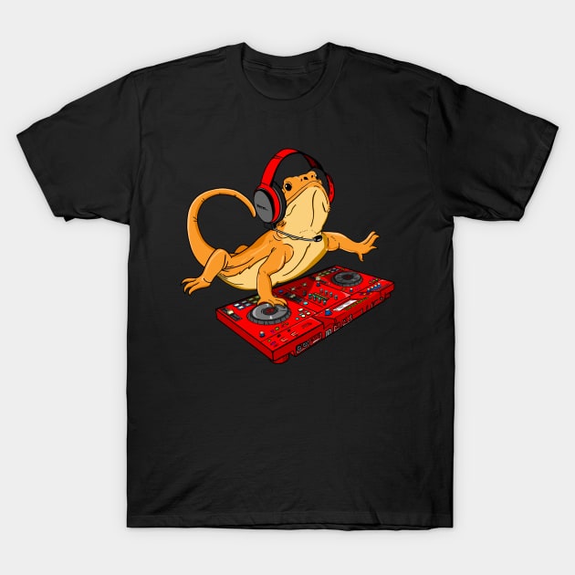 Bearded Dragon DJ Sound Tech Party T-Shirt by HiDearPrint